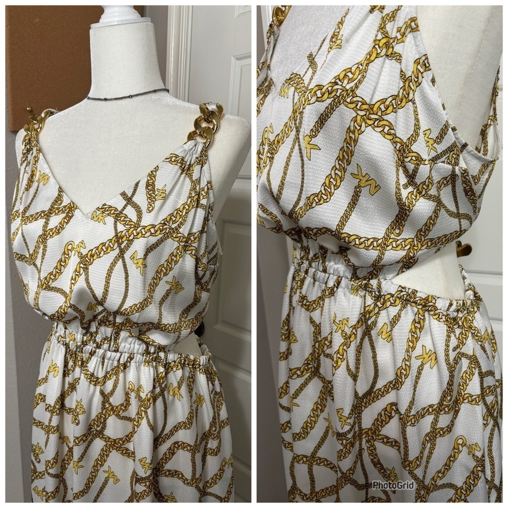 Michael Kors Gold Logo Side Cut Out Dress - Picture 3 of 3